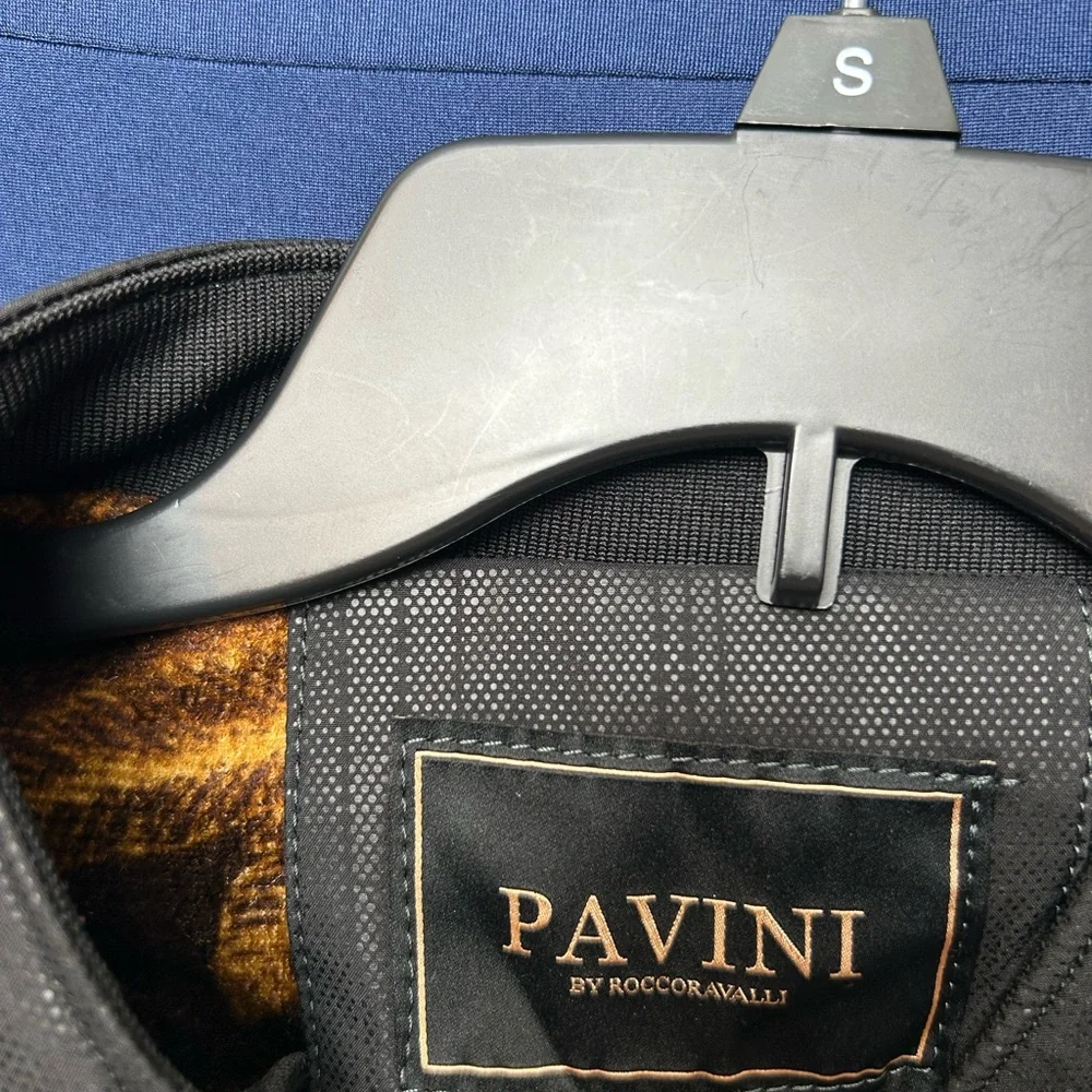 Pavini Men’s‎ Black Faux Leather Bomber Jacket Size 3XL